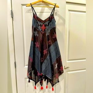 Rare Free People Dress Tassels, Lamé, Embroidery, Small